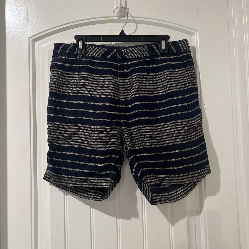 Scotch & Soda Shorts Men's 32 Blue Gold Stripe Chino Amsterdam 7” Inseam